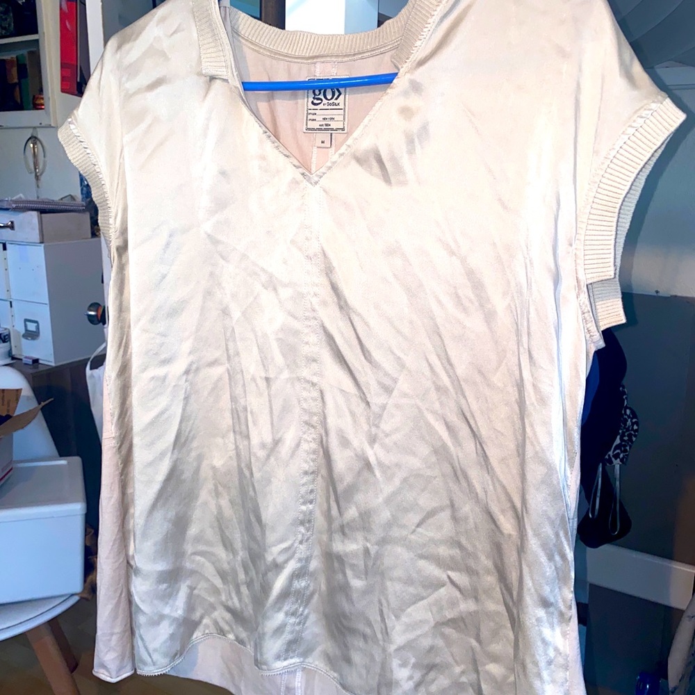 Woman’s go by go silk cream Mixed-Texture Tee